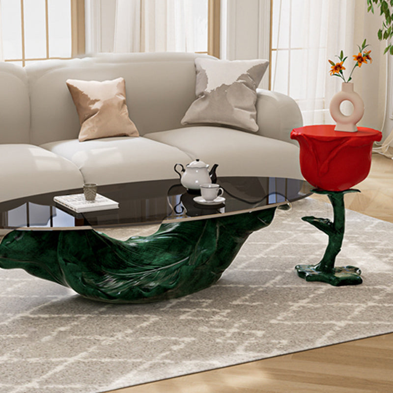 Traditioneller französischer FRP-Glas-Rosen-Rundtisch mit 1 Ablage für das Wohnzimmer 