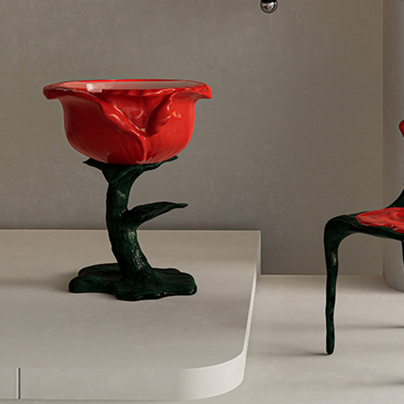 Traditioneller französischer FRP-Glas-Rosen-Rundtisch mit 1 Ablage für das Wohnzimmer 