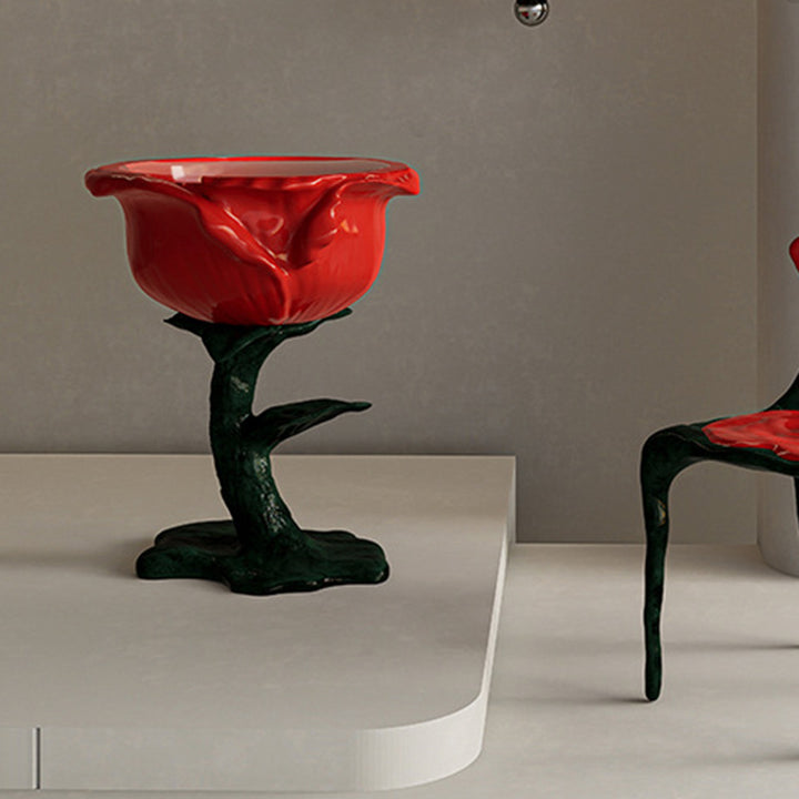 Traditioneller französischer FRP-Glas-Rosen-Rundtisch mit 1 Ablage für das Wohnzimmer 