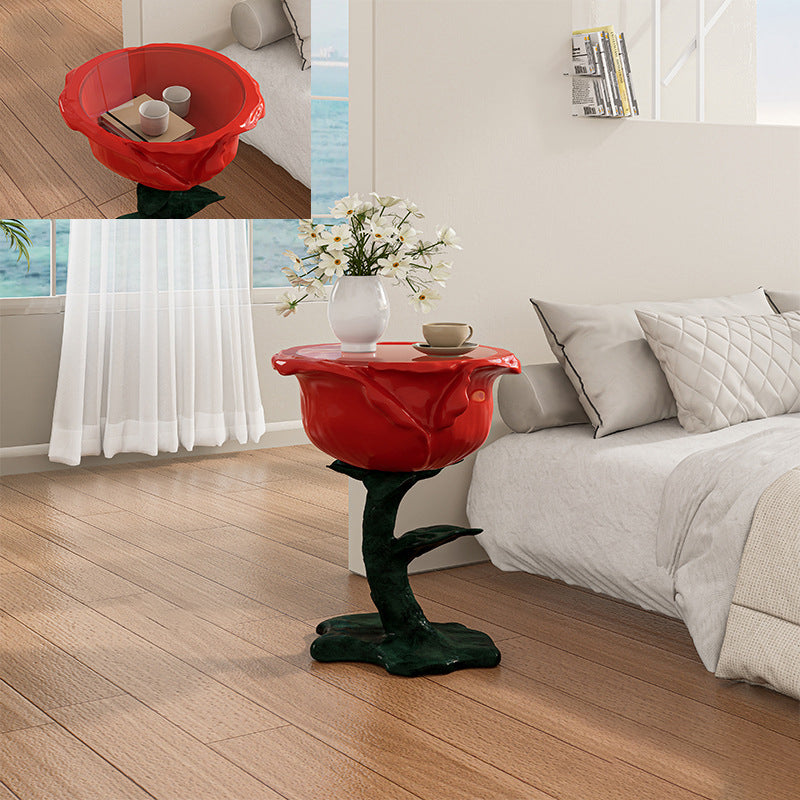 Traditioneller französischer FRP-Glas-Rosen-Rundtisch mit 1 Ablage für das Wohnzimmer 