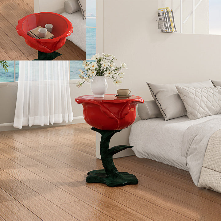 Traditioneller französischer FRP-Glas-Rosen-Rundtisch mit 1 Ablage für das Wohnzimmer 
