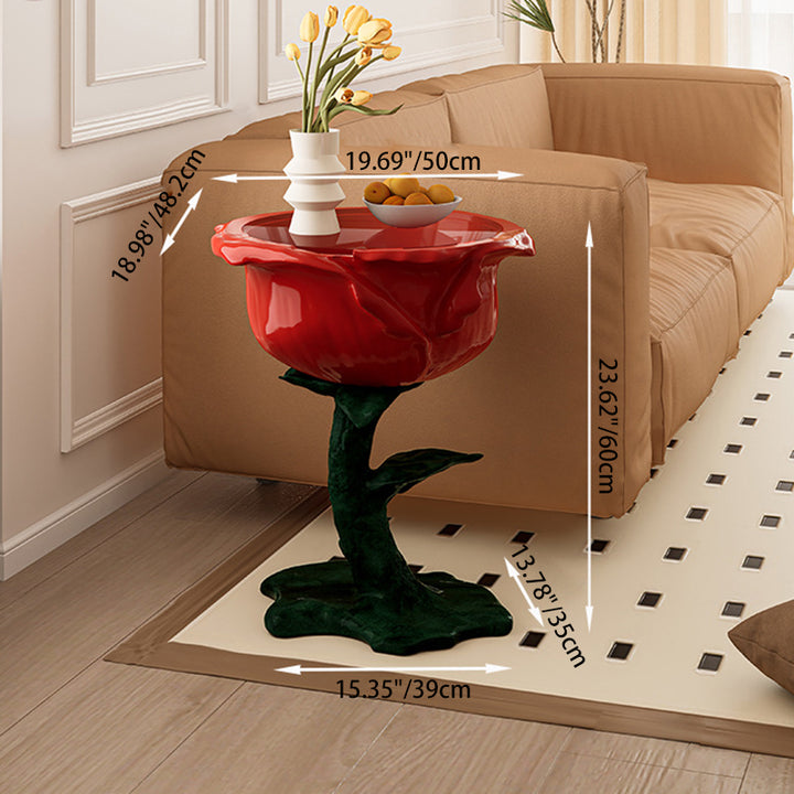 Traditioneller französischer FRP-Glas-Rosen-Rundtisch mit 1 Ablage für das Wohnzimmer 