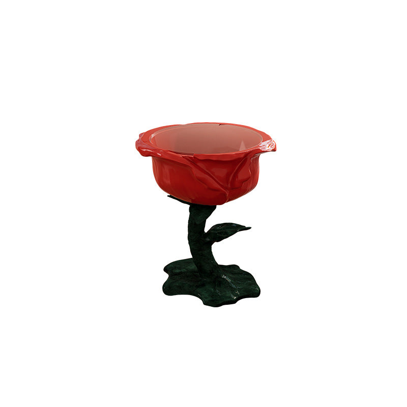 Traditioneller französischer FRP-Glas-Rosen-Rundtisch mit 1 Ablage für das Wohnzimmer 