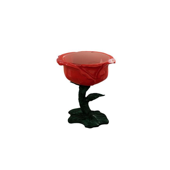 Traditioneller französischer FRP-Glas-Rosen-Rundtisch mit 1 Ablage für das Wohnzimmer 