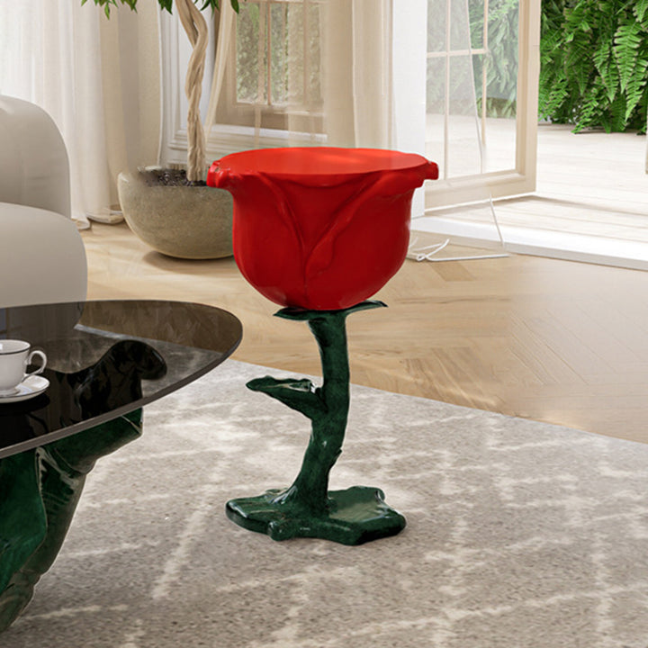 Traditioneller französischer FRP-Glas-Rosen-Rundtisch mit 1 Ablage für das Wohnzimmer 