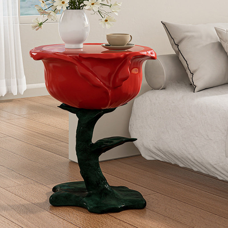 Traditioneller französischer FRP-Glas-Rosen-Rundtisch mit 1 Ablage für das Wohnzimmer 