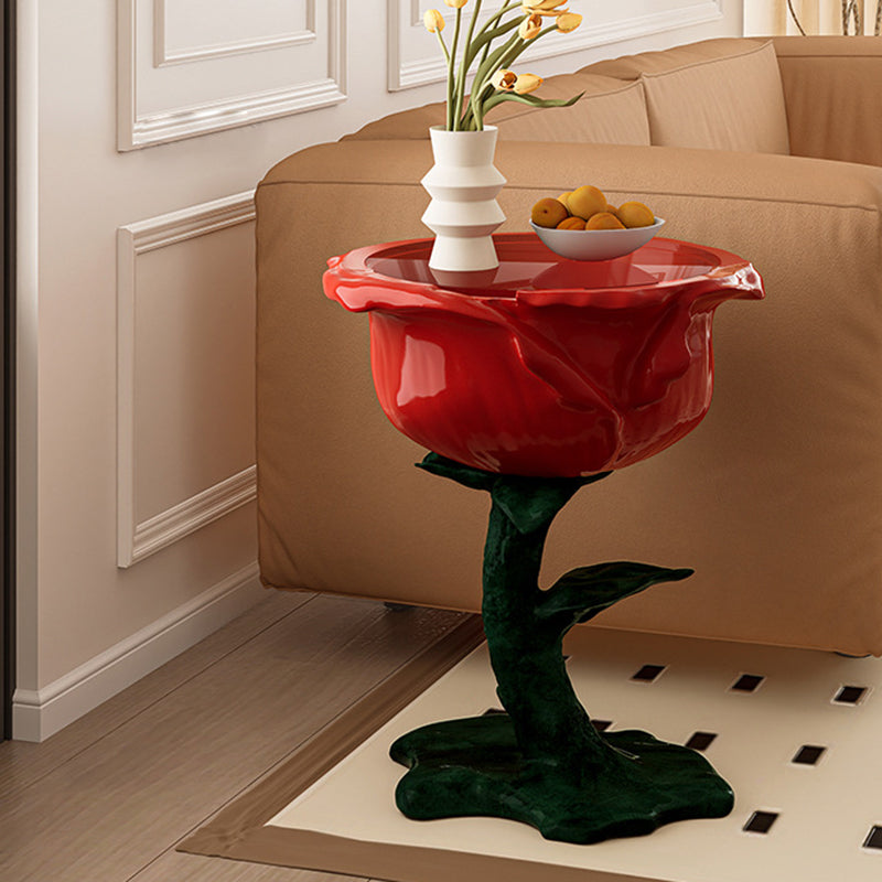 Traditioneller französischer FRP-Glas-Rosen-Rundtisch mit 1 Ablage für das Wohnzimmer 