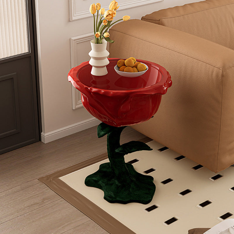 Traditioneller französischer FRP-Glas-Rosen-Rundtisch mit 1 Ablage für das Wohnzimmer 