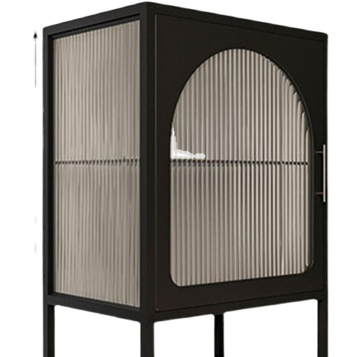 Cube nordique contemporain carré rayé en verre et fer table de chevet à 2 niveaux pour le côté du lit 