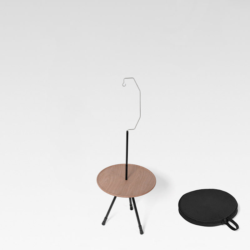 Modern Simplicity Aluminum Alloy ABS Round Foldable Outdoor Coffee Table 1-Tray Pocket Lamp Holder For Outdoor