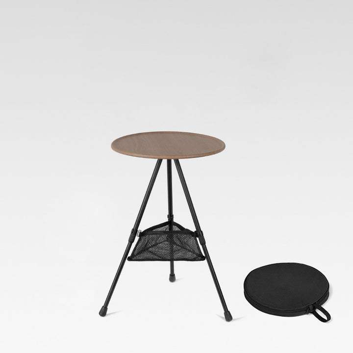 Modern Simplicity Aluminum Alloy ABS Round Foldable Outdoor Coffee Table 1-Tray Pocket Lamp Holder For Outdoor