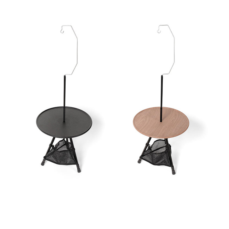 Modern Simplicity Aluminum Alloy ABS Round Foldable Outdoor Coffee Table 1-Tray Pocket Lamp Holder For Outdoor