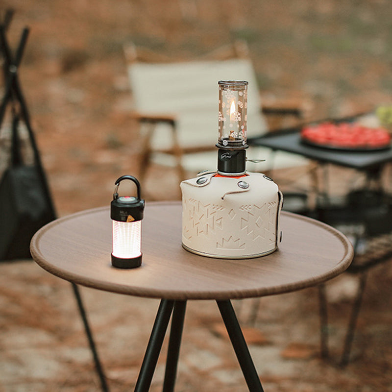 Modern Simplicity Aluminum Alloy ABS Round Foldable Outdoor Coffee Table 1-Tray Pocket Lamp Holder For Outdoor