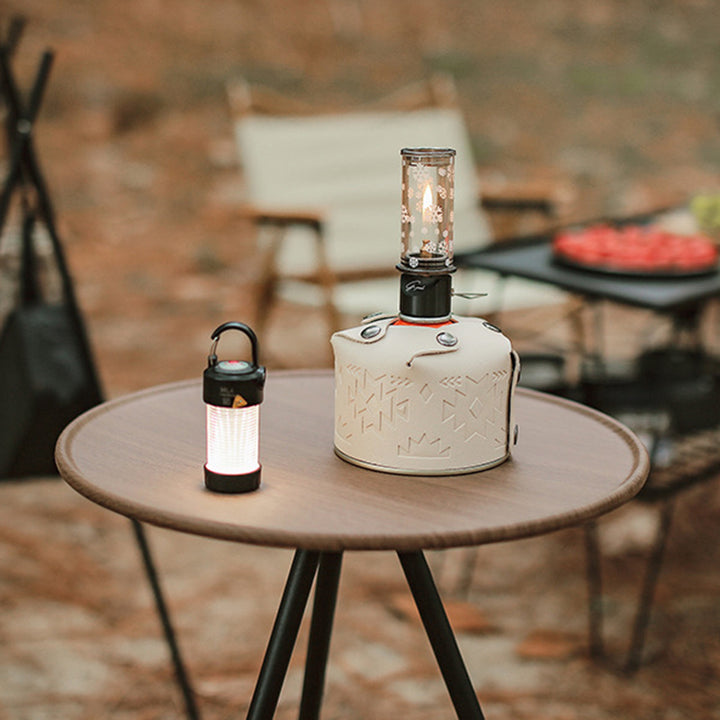 Modern Simplicity Aluminum Alloy ABS Round Foldable Outdoor Coffee Table 1-Tray Pocket Lamp Holder For Outdoor