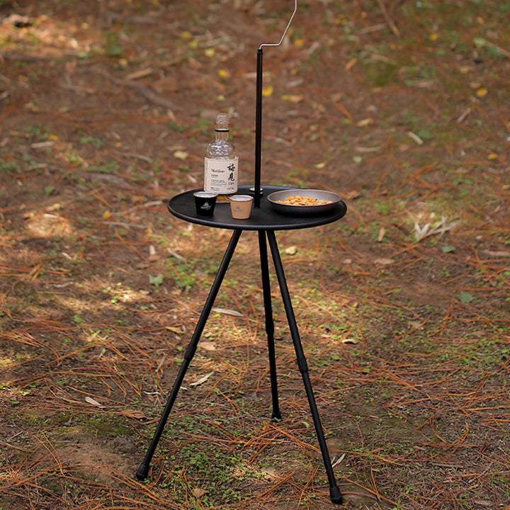 Modern Simplicity Aluminum Alloy ABS Round Foldable Outdoor Coffee Table 1-Tray Pocket Lamp Holder For Outdoor