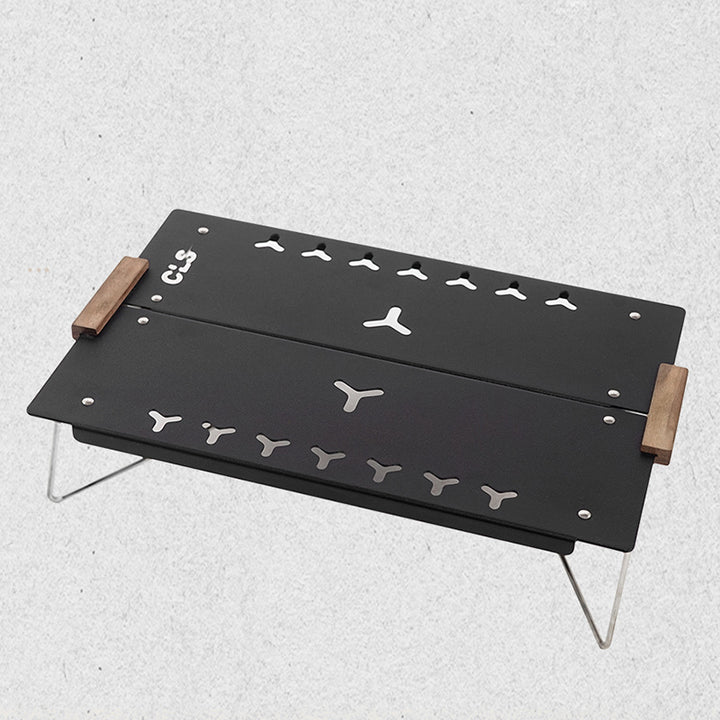 Zeitgenössischer rechteckiger Outdoor-Esstisch aus Aluminiumlegierung mit offenem Design, klappbar, für 2 Sitzplätze 
