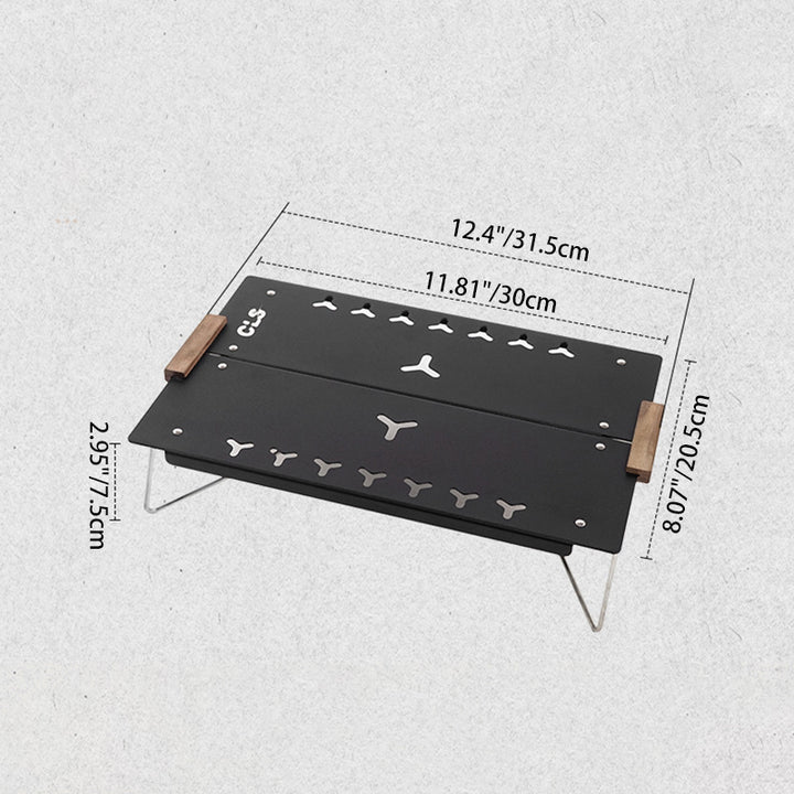 Zeitgenössischer rechteckiger Outdoor-Esstisch aus Aluminiumlegierung mit offenem Design, klappbar, für 2 Sitzplätze 