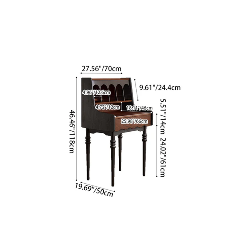 Vasques et tabouret de maquillage contemporains rétro en bois massif rectangulaires à colonnes romaines et arc pour chambre 