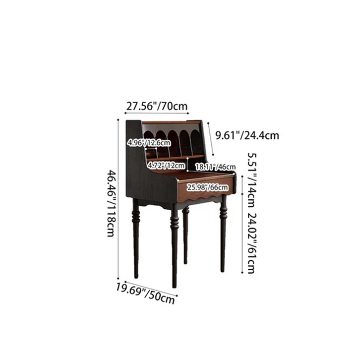 Vasques et tabouret de maquillage contemporains rétro en bois massif rectangulaires à colonnes romaines et arc pour chambre 