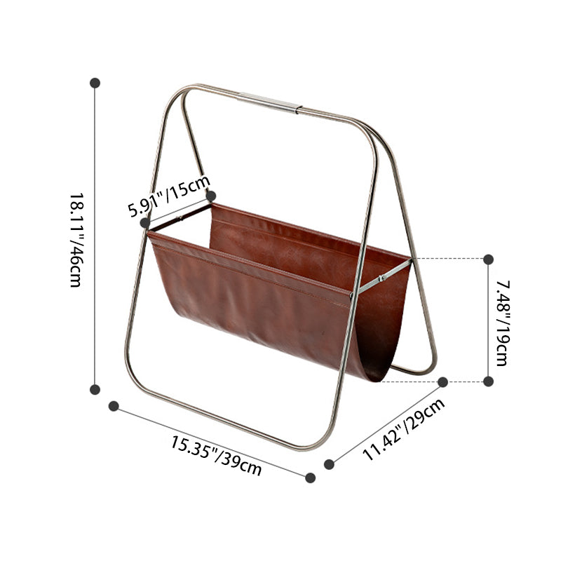 Étagères Contemporaines Rétro en Acier Inoxydable et Similicuir à Structure Triangulaire Pliables pour Salon 