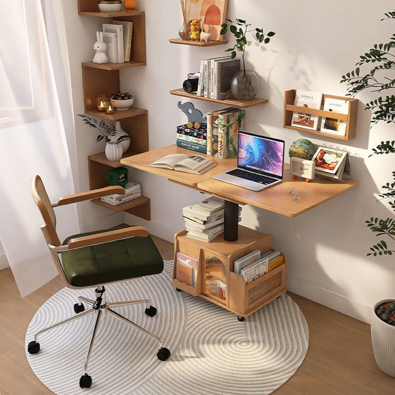 Mesa de café elevable con carrito móvil cuadrado rectangular de ratán de tejido retro contemporáneo con vidrio, madera, metal y 2 estantes de almacenamiento para sala de estar 