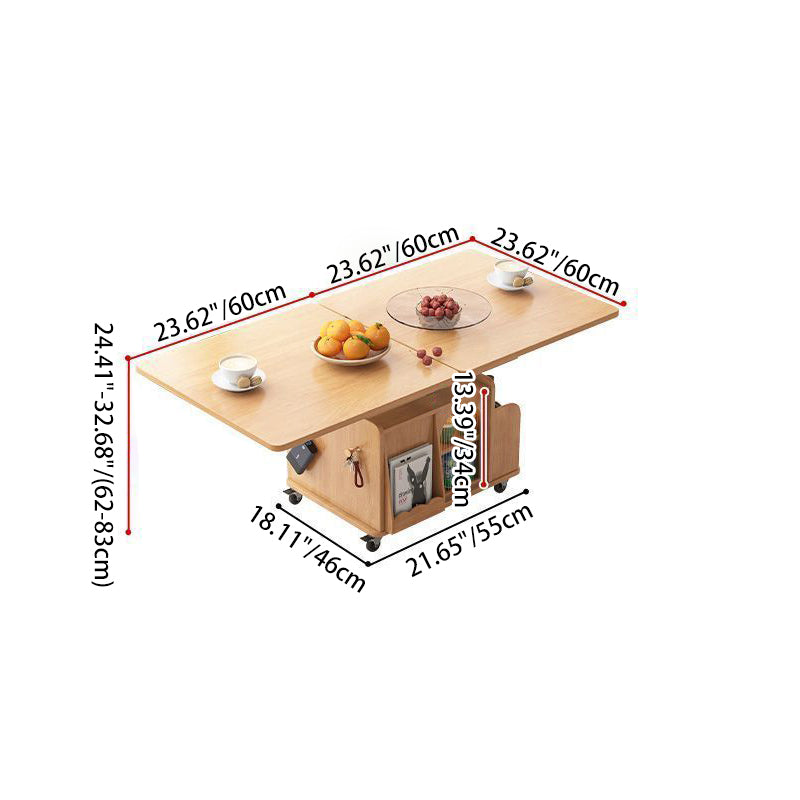 Mesa de café elevable con carrito móvil cuadrado rectangular de ratán de tejido retro contemporáneo con vidrio, madera, metal y 2 estantes de almacenamiento para sala de estar 