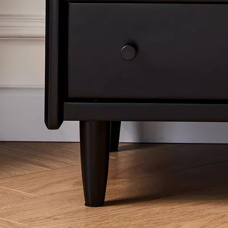 Traditional French Wood Striped Glass Rectangular Nightstand 1-Drawer Storage For Bedside