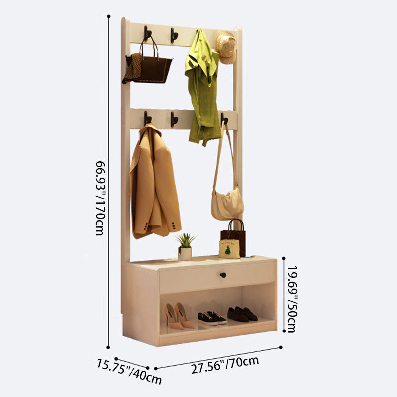 Modern Minimalist Solid Wood Carbon Steel Square Nightstand 1-Drawer Clothes Rack For Bedside