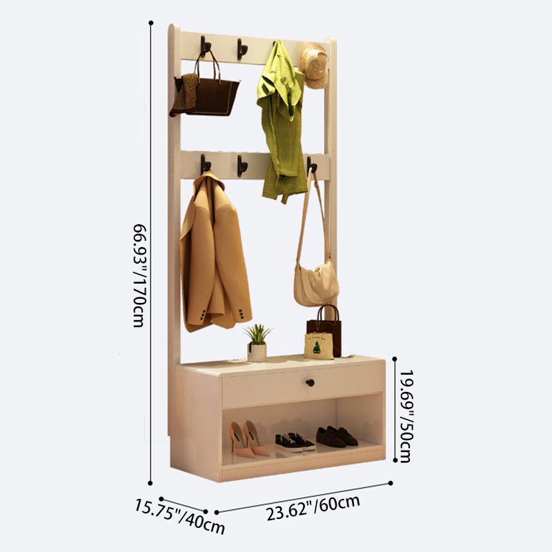Modern Minimalist Solid Wood Carbon Steel Square Nightstand 1-Drawer Clothes Rack For Bedside