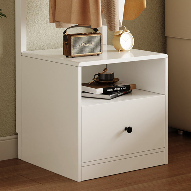 Modern Minimalist Solid Wood Carbon Steel Square Nightstand 1-Drawer Clothes Rack For Bedside