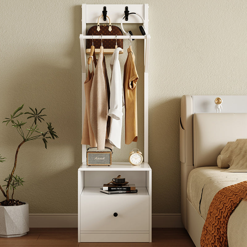 Modern Minimalist Solid Wood Carbon Steel Square Nightstand 1-Drawer Clothes Rack For Bedside