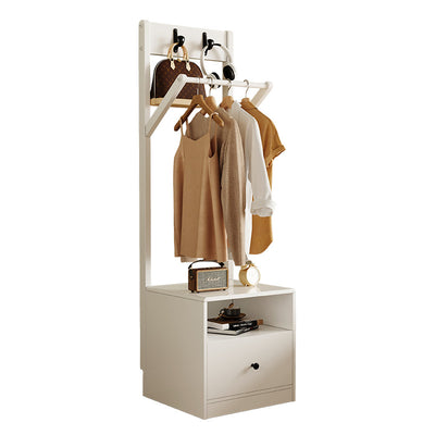 Modern Minimalist Solid Wood Carbon Steel Square Nightstand 1-Drawer Clothes Rack For Bedside