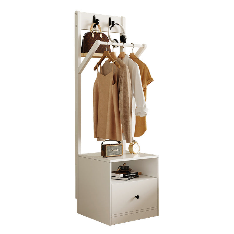 Modern Minimalist Solid Wood Carbon Steel Square Nightstand 1-Drawer Clothes Rack For Bedside