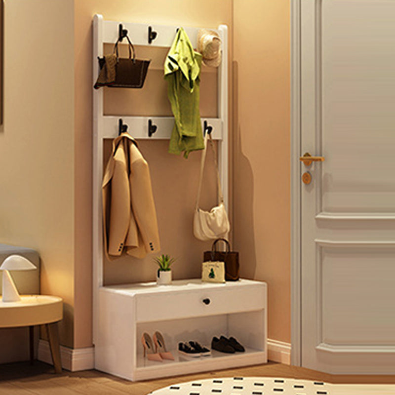 Modern Minimalist Solid Wood Carbon Steel Square Nightstand 1-Drawer Clothes Rack For Bedside