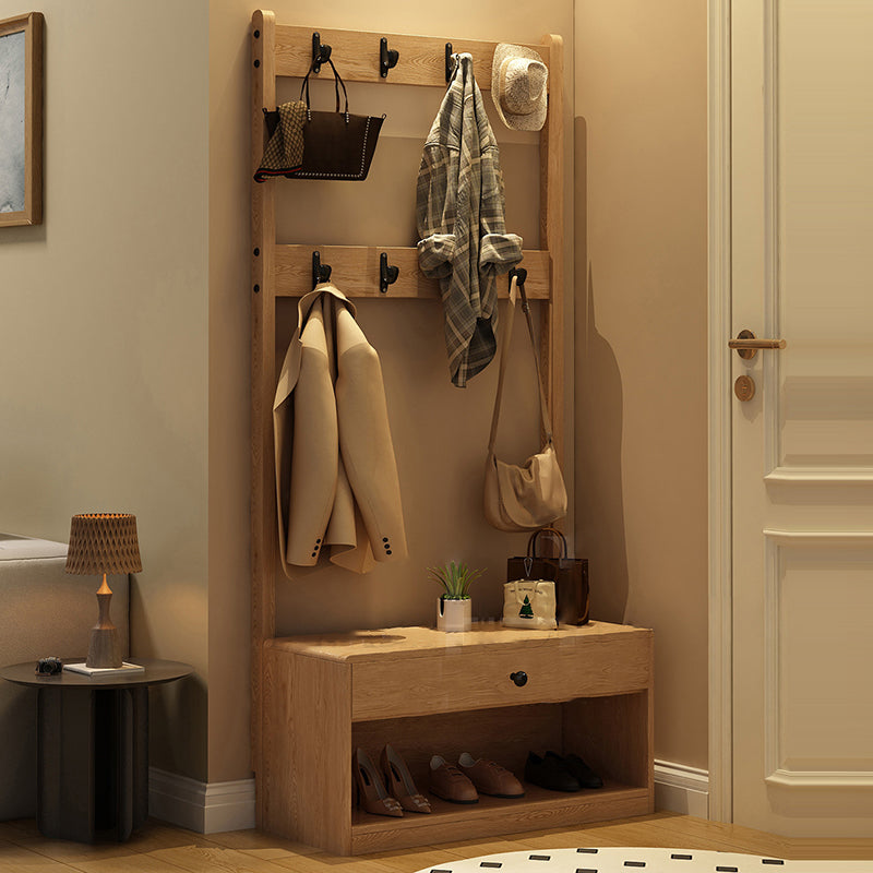 Modern Minimalist Solid Wood Carbon Steel Square Nightstand 1-Drawer Clothes Rack For Bedside