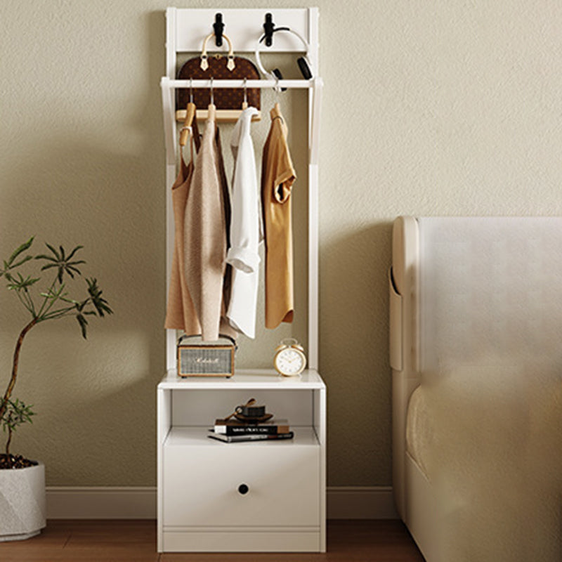 Modern Minimalist Solid Wood Carbon Steel Square Nightstand 1-Drawer Clothes Rack For Bedside