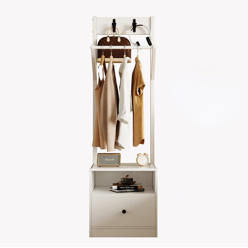 Modern Minimalist Solid Wood Carbon Steel Square Nightstand 1-Drawer Clothes Rack For Bedside