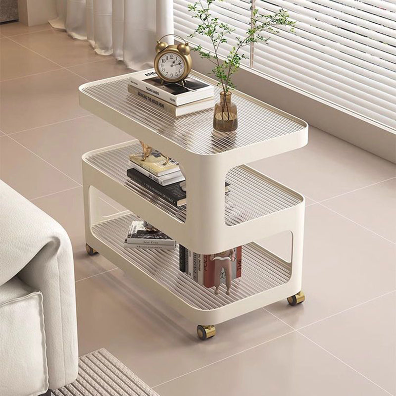 Contemporary Nordic Reinforced Glass Iron Rectangular End Table 3-Tier Movable For Living Room