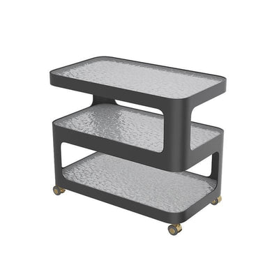 Contemporary Nordic Reinforced Glass Iron Rectangular End Table 3-Tier Movable For Living Room