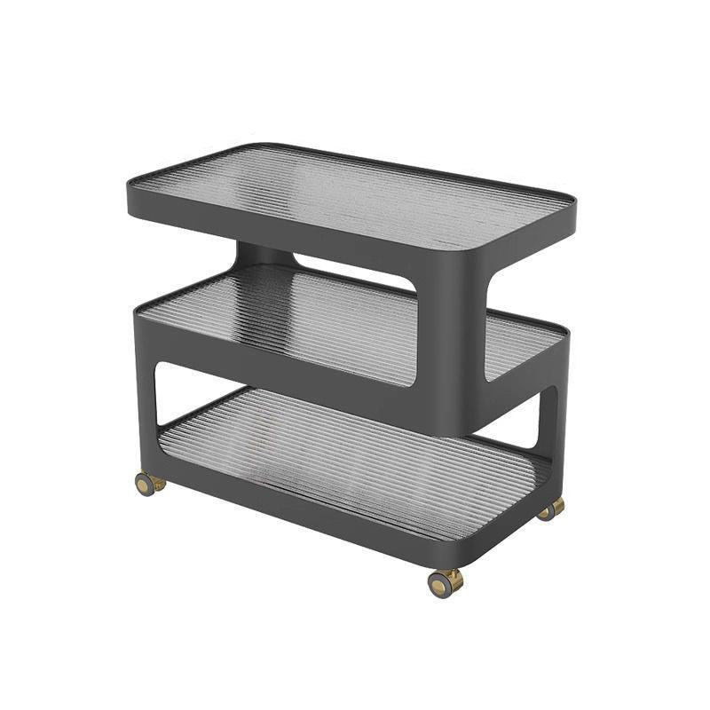 Contemporary Nordic Reinforced Glass Iron Rectangular End Table 3-Tier Movable For Living Room