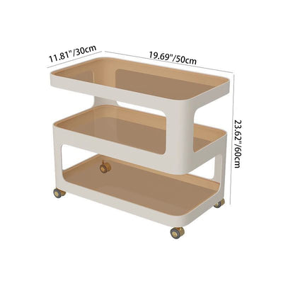 Contemporary Nordic Reinforced Glass Iron Rectangular End Table 3-Tier Movable For Living Room