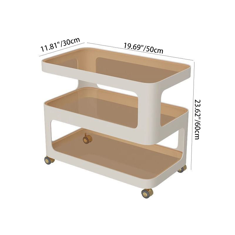 Contemporary Nordic Reinforced Glass Iron Rectangular End Table 3-Tier Movable For Living Room
