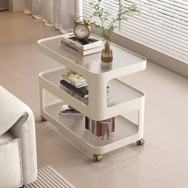 Contemporary Nordic Reinforced Glass Iron Rectangular End Table 3-Tier Movable For Living Room