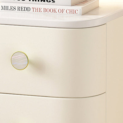 Modern Minimalist Slab Wood Microfiber Leather Square Nightstand 4-Drawer For Bedside