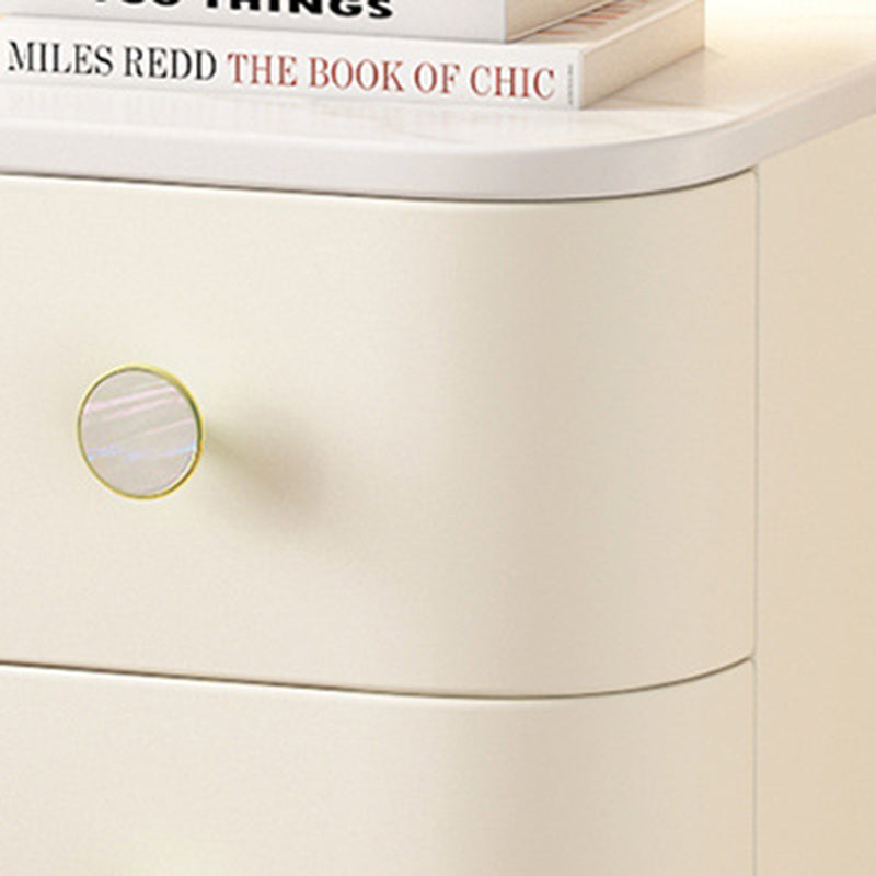 Modern Minimalist Slab Wood Microfiber Leather Square Nightstand 4-Drawer For Bedside