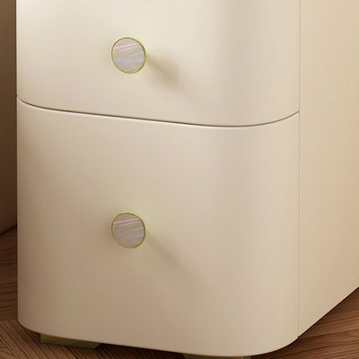 Modern Minimalist Slab Wood Microfiber Leather Square Nightstand 4-Drawer For Bedside