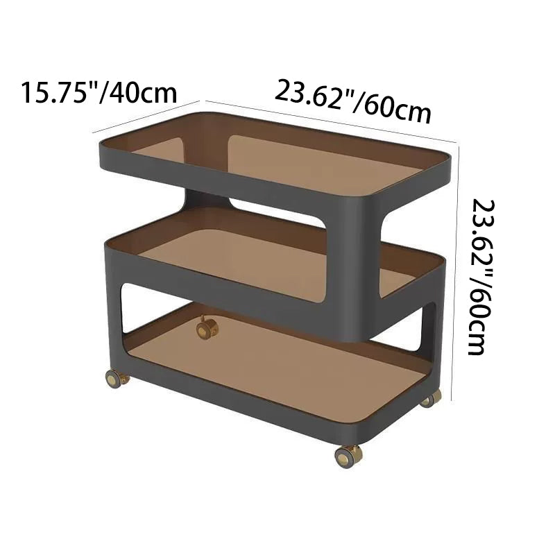 Contemporary Nordic Reinforced Glass Iron Rectangular End Table 3-Tier Movable For Living Room