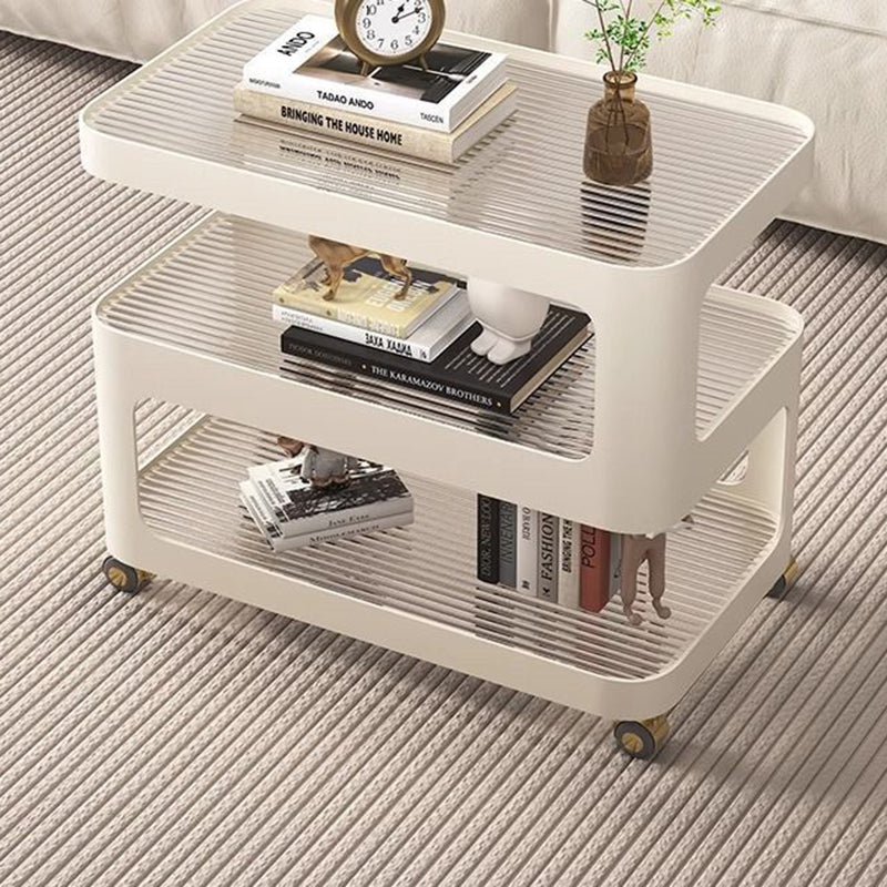 Contemporary Nordic Reinforced Glass Iron Rectangular End Table 3-Tier Movable For Living Room