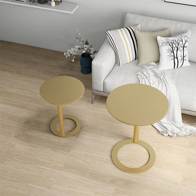 Contemporary Scandinavian Iron Round O-Shaped End Table 2-Tier For Living Room