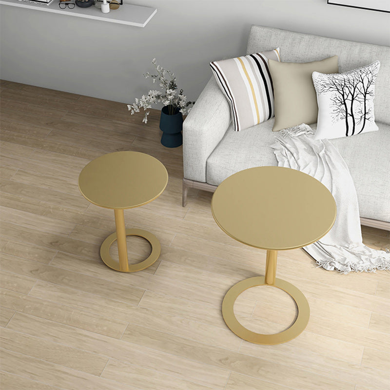 Contemporary Scandinavian Iron Round O-Shaped End Table 2-Tier For Living Room